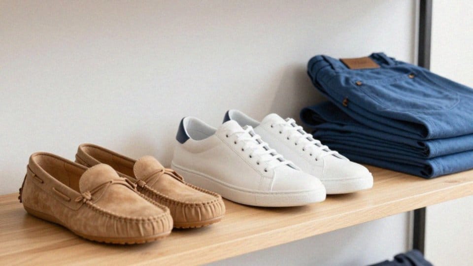 Jakie casualowe buty do niebieskich spodni męskich?