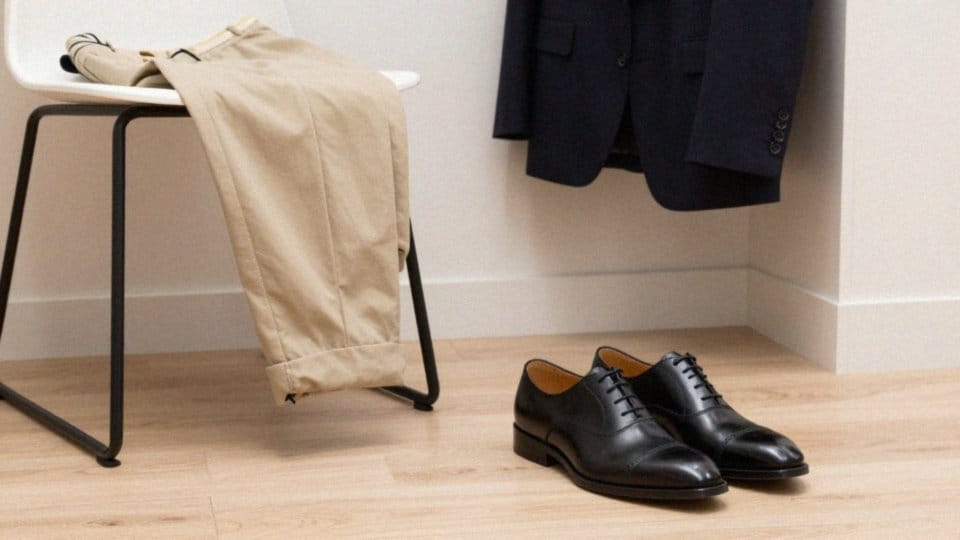 Jak łączyć czarne buty z beżowymi spodniami?
