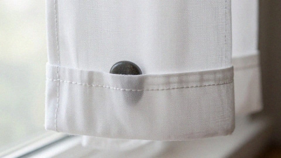 Jak zamocować ciężarki kieszonkowe na końcach zasłon?